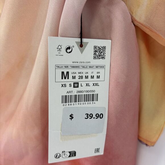 NWT Zara Asymmetric Purple Pink Ombre Print Top Spaghetti Straps Women’s Medium - Picture 12 of 13